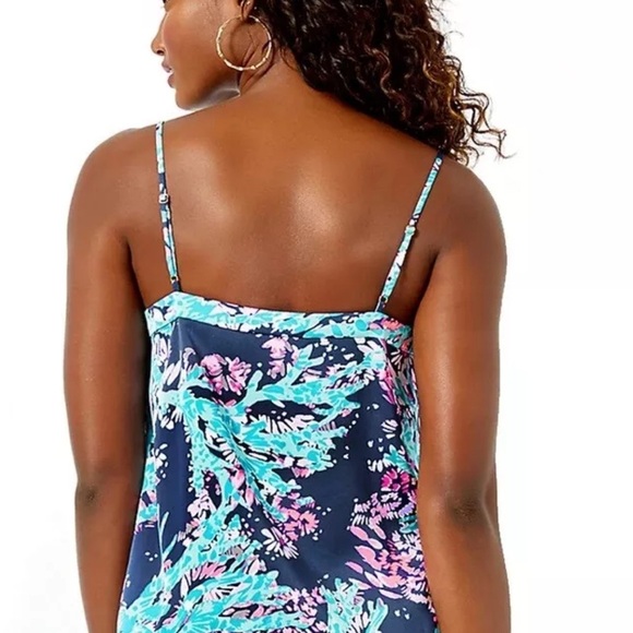 Lilly Pulitzer MARGAERY CAMI High Tide Navy Coral Club Pink Top Size S - Picture 3 of 11